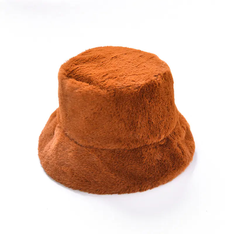 Faux Fur Warm Hat, Fisherman Cap, Plush Bucket Hat