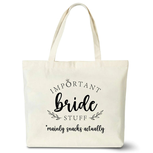 seclate Bride Gifts Bridal Shower Gift for Bride Bride to Be Canvas Tote Bag Important Stuff Tote Bags for Bachelorette Party Engagement Wedding - I05