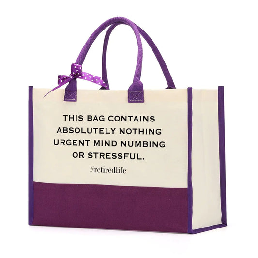 XHK Retirement Retired Tote Bags retirement Retired Gifts for Women Teacher Coworker Retirement Canvas Tote Bags for Women Retirement Party Decorations Reusable Shopping Tote Bags (Purple)