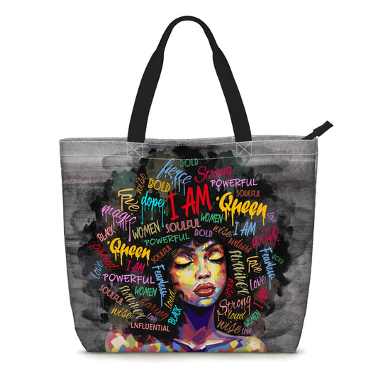 African American Tote Bags for Women Black Girl Magic Bags Black Shoulder For Work Gym Shopping Beach